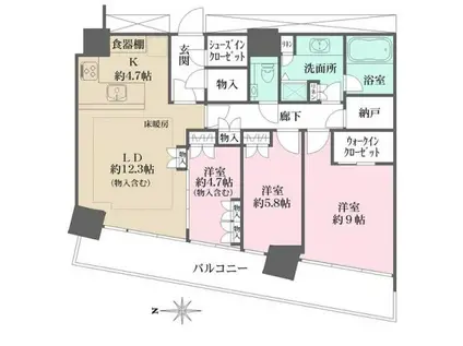 M.M.TOWERS FORESIS L(3LDK/2階)の間取り写真