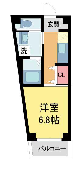 レヴァンテ宝塚(1K/1階)の間取り写真