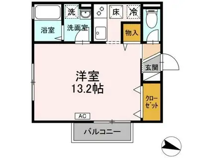 ボナールヴィラⅡ(ワンルーム/1階)の間取り写真