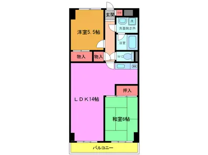 アフィニス原木(2LDK/3階)の間取り写真