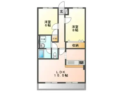 ハートフルマンション ウイル(2LDK/3階)の間取り写真