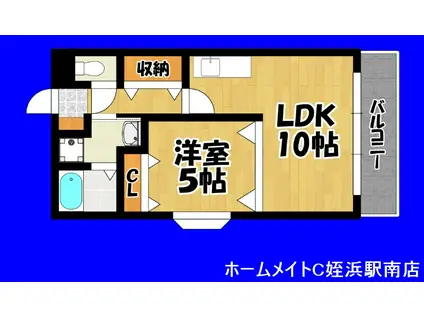 福重MIYOSHIビル(1LDK/2階)の間取り写真
