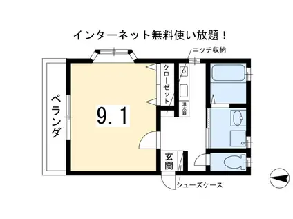 マーブル北白川(1K/1階)の間取り写真
