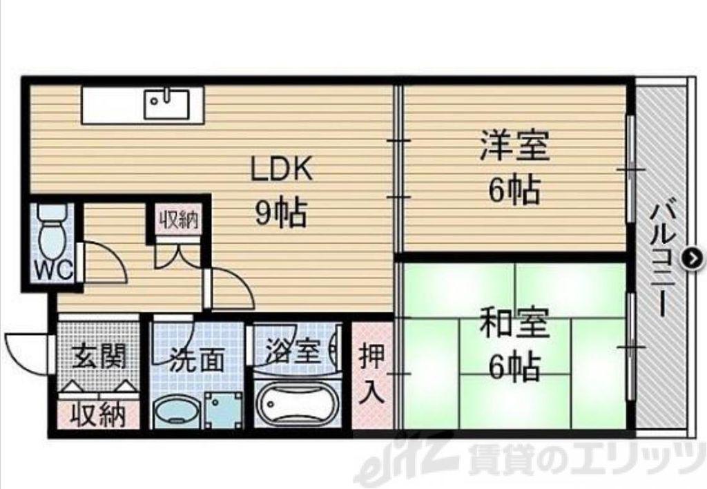 大阪モノレール本線 沢良宜駅 徒歩24分 3階建 築36年(2LDK/1階)の間取り写真