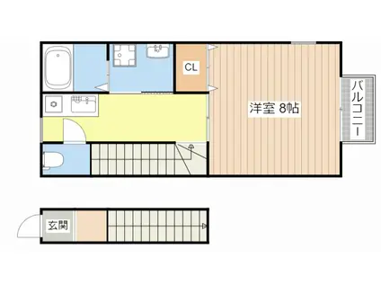 アクアハイツ(1K/2階)の間取り写真