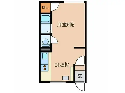 大通ハイツ(ワンルーム/2階)の間取り写真