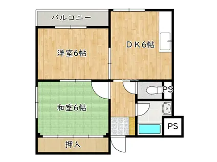 YS COURT(2DK/2階)の間取り写真