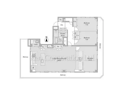 ファミール六本木(3LDK/7階)の間取り写真