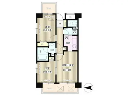 フレスコ川崎(2DK/3階)の間取り写真