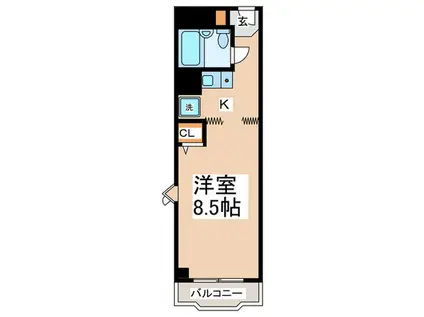 ウイング岸和田2番館(1K/3階)の間取り写真