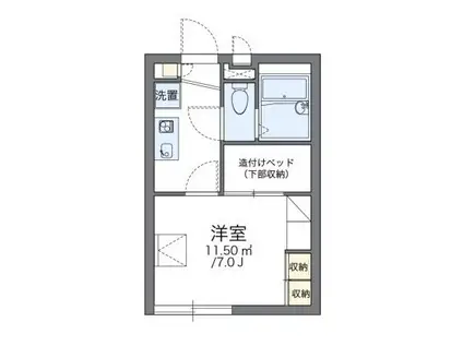 レオパレスコンフォート明石(1K/2階)の間取り写真