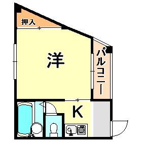 黒田マンション(1K/3階)の間取り写真