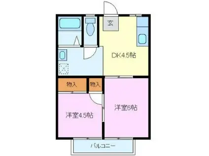 ハイツ宮塚(2DK/1階)の間取り写真