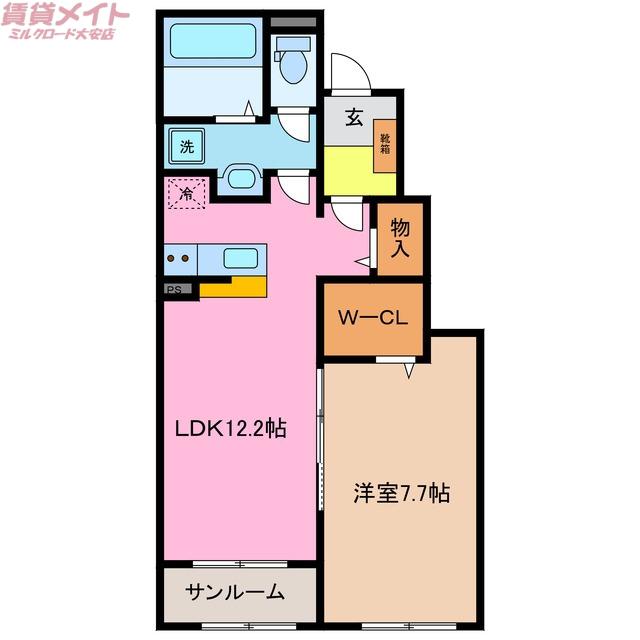 カーサ ウーノ グランデ(1LDK/1階)の間取り写真
