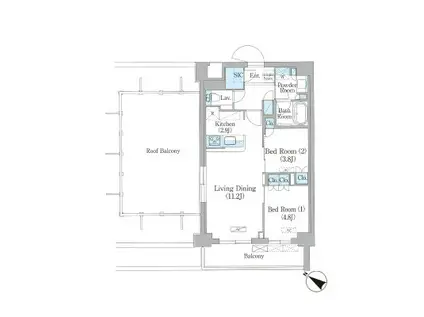 NIIYA平和台(2LDK/4階)の間取り写真