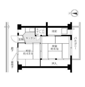 ビレッジハウス吉備2号棟(2K/3階)の間取り写真