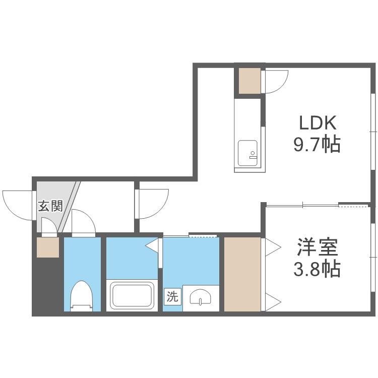 HALENIX札幌医大前(1LDK/1階)の間取り写真
