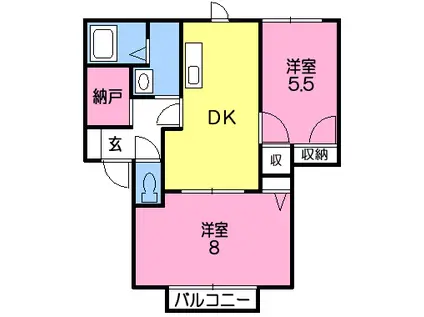 ハイツフォーレス(2SDK/1階)の間取り写真