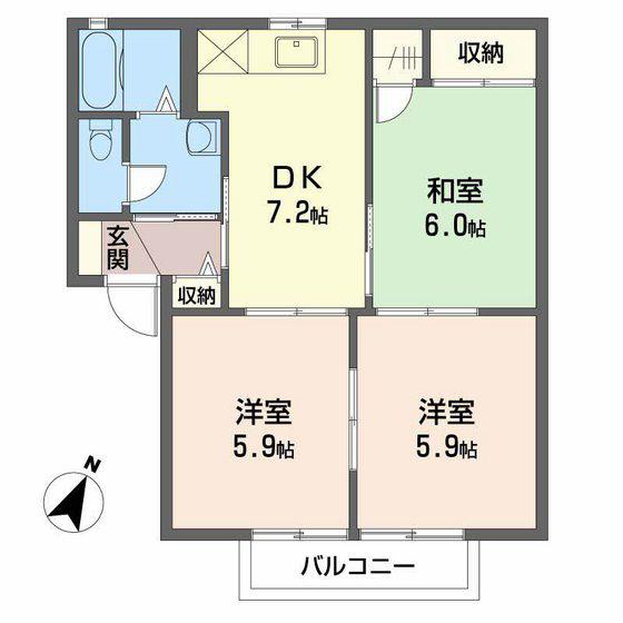 クレール華A(3DK/1階)の間取り写真