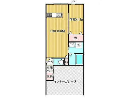 CASTELLO D棟(1LDK/1階)の間取り写真