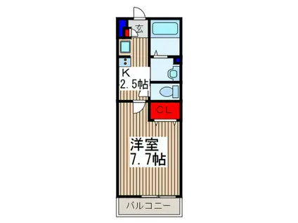 リブリ・武蔵浦和(1K/3階)の間取り写真