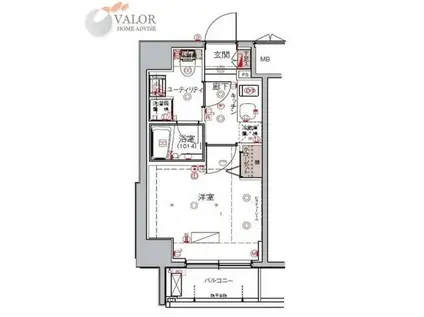 ハーモニーレジデンス大森ウエスト(1K/3階)の間取り写真