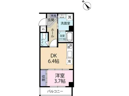 RIVERSIDE PANIPANI(1DK/4階)の間取り写真