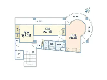 第二ハクサンビル(2LDK/4階)の間取り写真