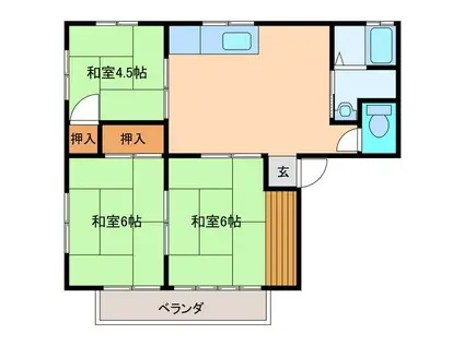 コーポ松本A(3DK/2階)の間取り写真