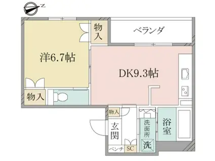 ヘーベルヴィレッジ浦和本太(1DK/3階)の間取り写真