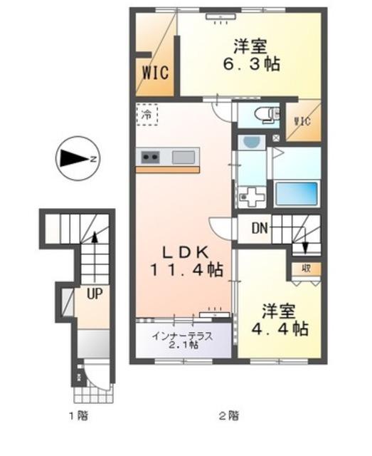 沼津市東椎路アパート(2LDK/1階)の間取り写真