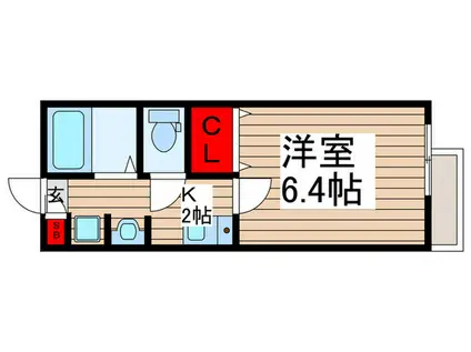 キャメル竹ノ塚IV(1K/2階)の間取り写真