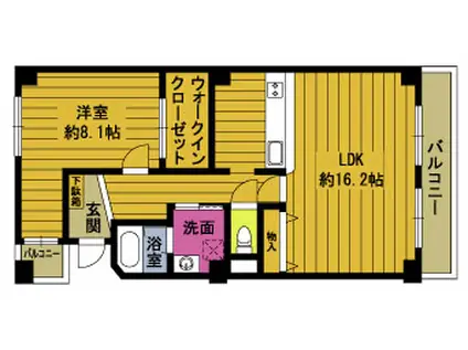 矢野ビル(1LDK/2階)の間取り写真