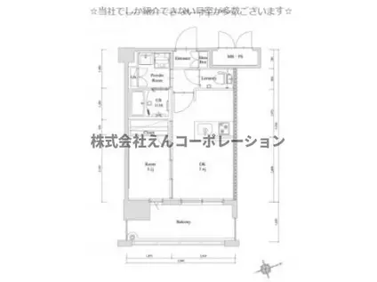 エンクレスト天神GLEE(1DK/4階)の間取り写真