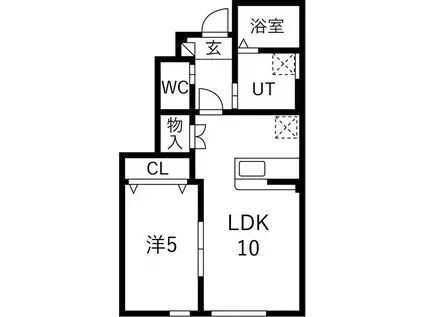 LOU LOU B(1LDK/1階)の間取り写真