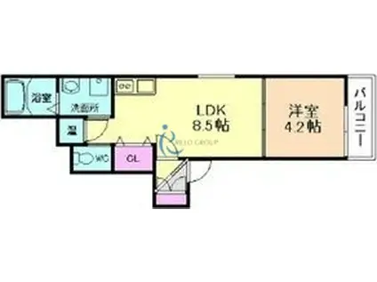 ローズガーデン矢田(1LDK/3階)の間取り写真