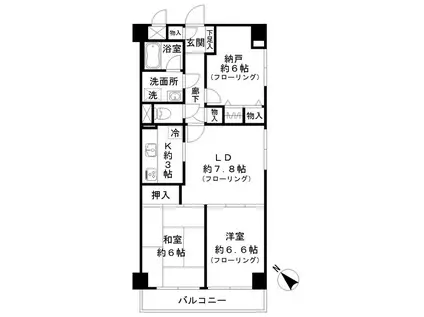 ニックハイム北品川(2SDK/3階)の間取り写真