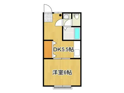 ハイツ司(1DK/2階)の間取り写真