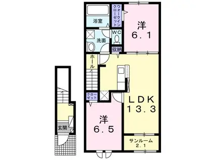 サヤーエ UII(2LDK/2階)の間取り写真