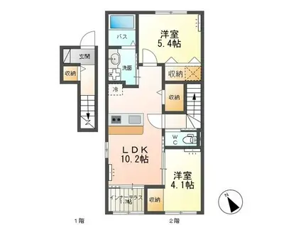 CRAISE B(2LDK/2階)の間取り写真