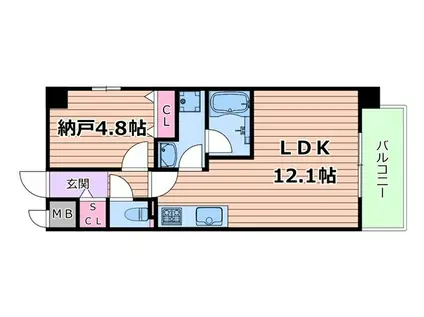 プラウディア今里(1LDK/3階)の間取り写真