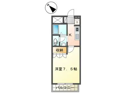 ヴェルデカーサ神明(1K/2階)の間取り写真
