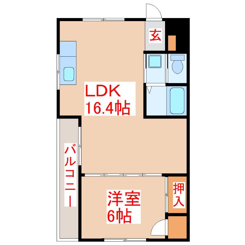 アスカビル(1LDK/4階)の間取り写真