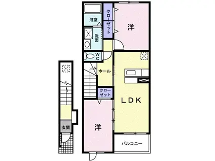 リバ-サイドリエゾン(2LDK/2階)の間取り写真