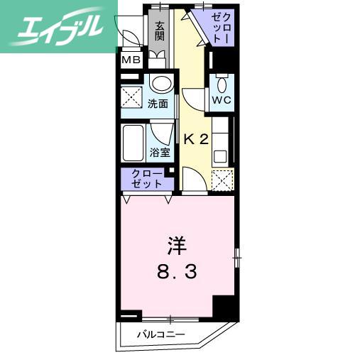 ラフィネ医大東(1K/3階)の間取り写真