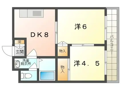 マンション アフルエンス(2DK/5階)の間取り写真