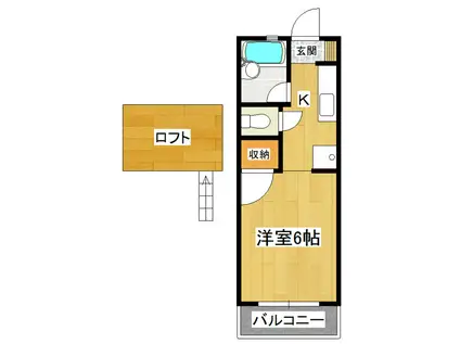 ピアランスアミ(1K/2階)の間取り写真