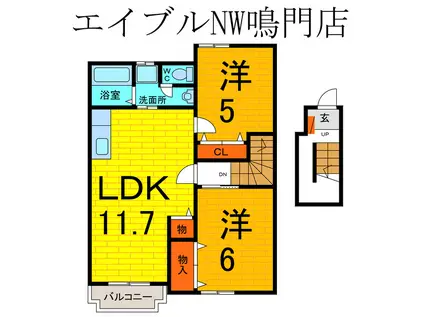 ベイスターK(2LDK/2階)の間取り写真