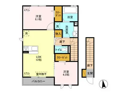 サンシャイン(2LDK/2階)の間取り写真