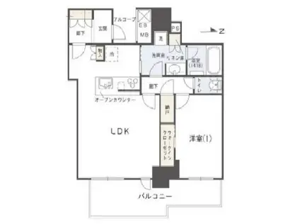 シエリアタワー大阪堀江(1LDK/27階)の間取り写真